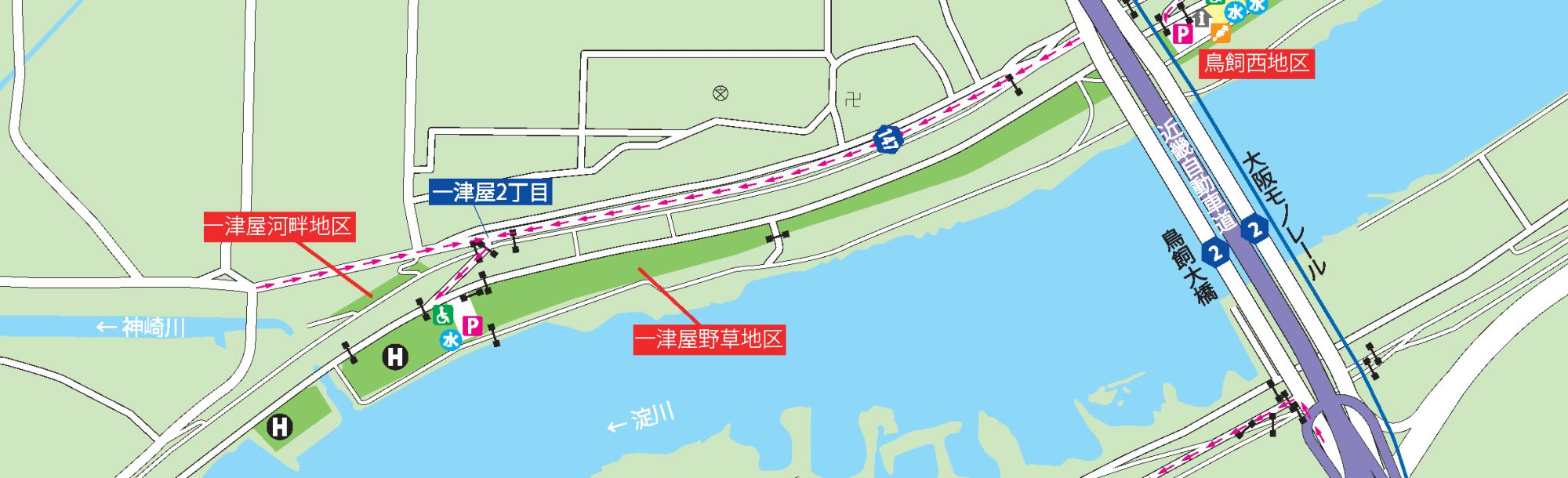 一津屋野草地区・一津屋河畔地区設備詳細マップ