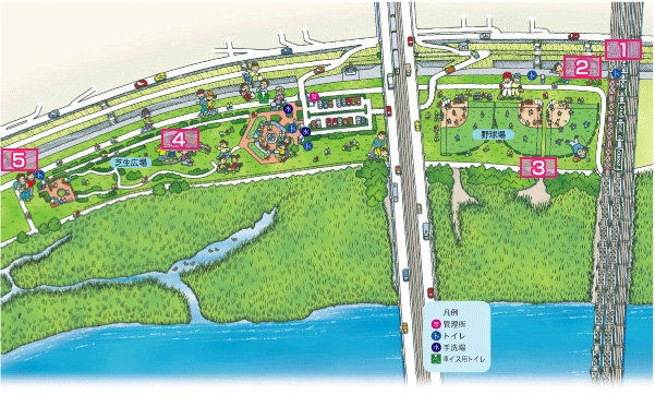 淀川河川公園　西中島地区（十三野草地区）　MAP