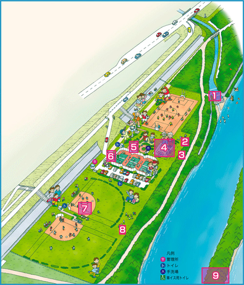淀川河川公園　島本地区　MAP