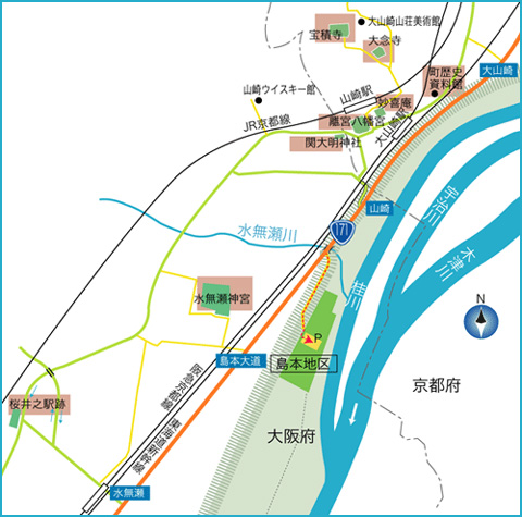 淀川河川公園　島本地区　周辺MAP