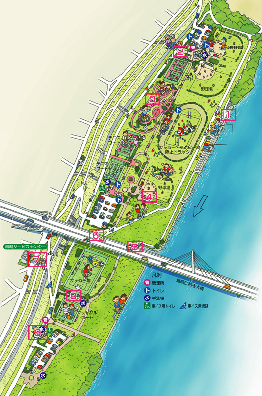 淀川河川公園　鳥飼上地区・鳥飼下地区　MAP