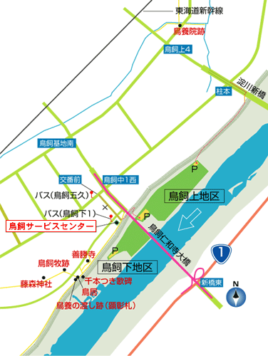 淀川河川公園　鳥飼上地区・鳥飼下地区　周辺MAP