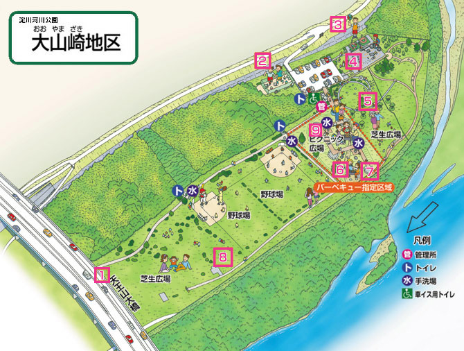 淀川河川公園　大山崎地区　MAP