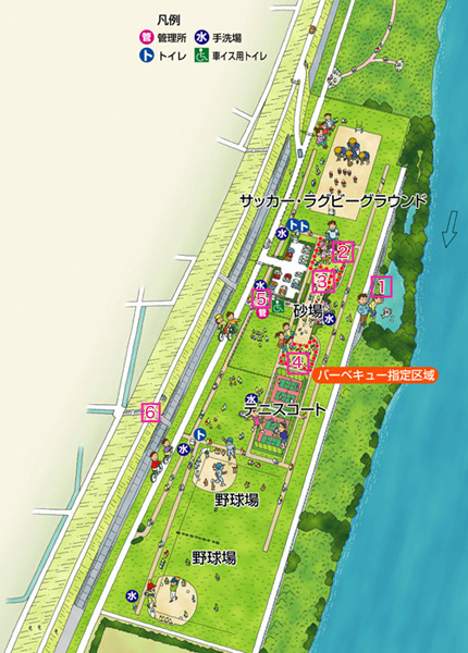 淀川河川公園　三島江地区・三島江野草地区　MAP