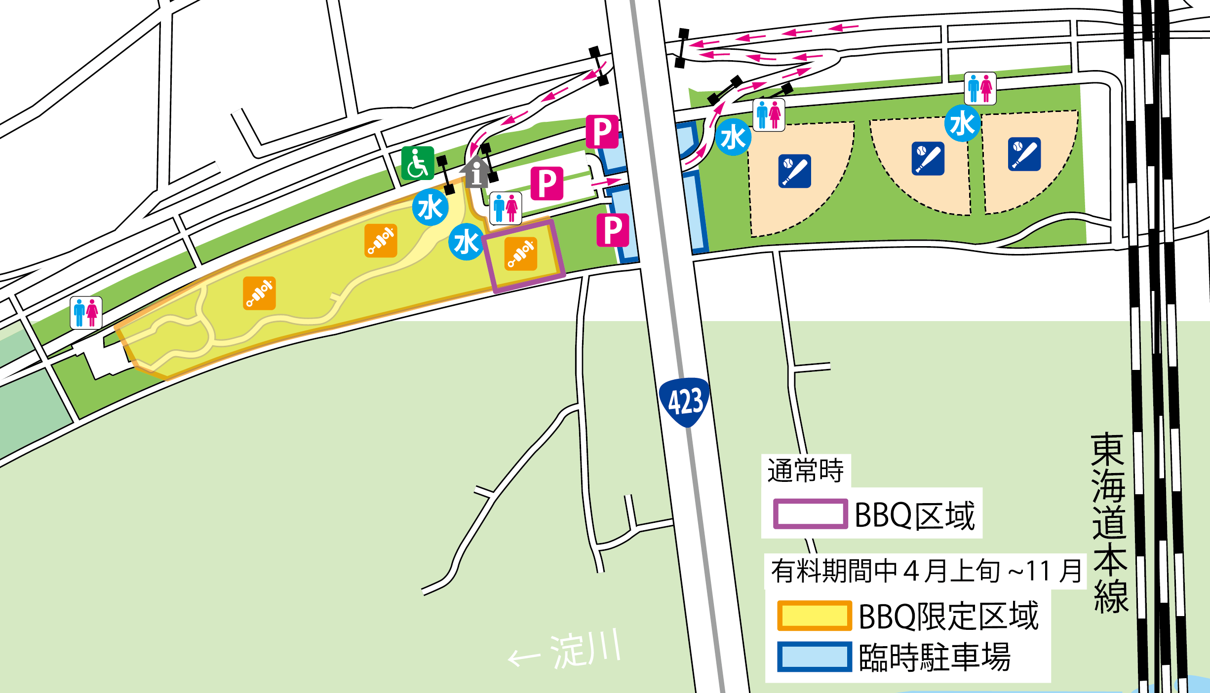 淀川河川公園西中島地区バーベキューエリア 自転車