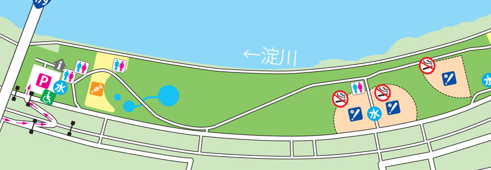 太子橋地区ベーべキュー詳細マップ