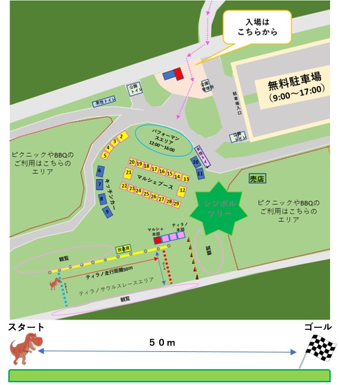 ①ティラノサウルスレース